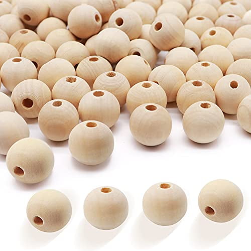 100~500Pcs Round Unfinished Wood Beads Natural Wooden Loose Beads Spacer Beads 